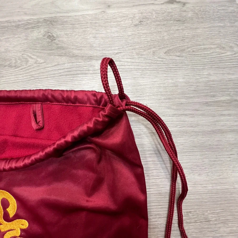 Shoeless Joe Baseball‎ Drawstring Backpack Maroon Gold Leather Accents